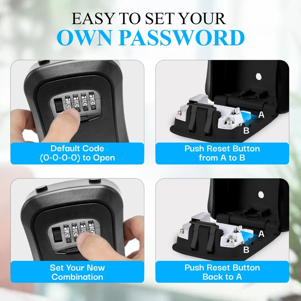 Key Lock Box for Outside-Combination Lockbox for House Key-Portable/Wall Mounted - Image 4 of 4