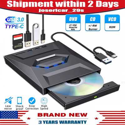 External CD DVD Drive USB 3.0 Writer Burner Player for PC Laptop Windows 11 10