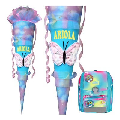 Personalisierte Schultüte - Regenbogen & 3D Schmetterling - HappyRainbow Scout