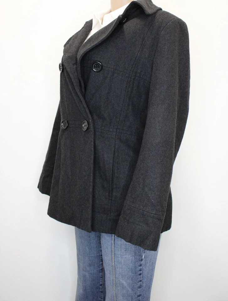 Casaco feminino Marvin Richards New York tamanho G preto peito duplo forrado de ervilha - Imagem 3 de 4