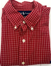 Ralph Lauren Yarmouth Mens L/S Red Plaid Button Down Shirt 100 Cotton 16 34/35