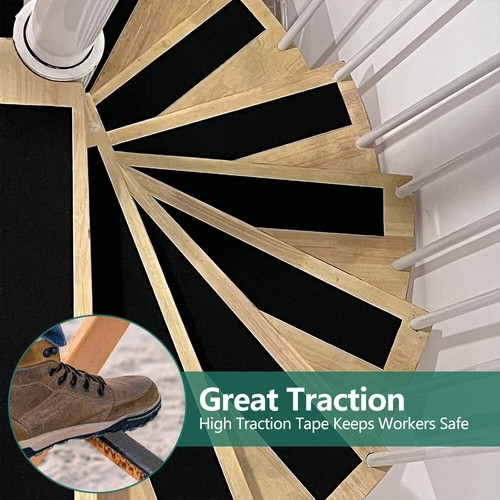 4"x33' Anti Slip Tape 80 Grit For Stairs Black Safety Waterproof Indoor Outdoor  - Picture 5 of 12