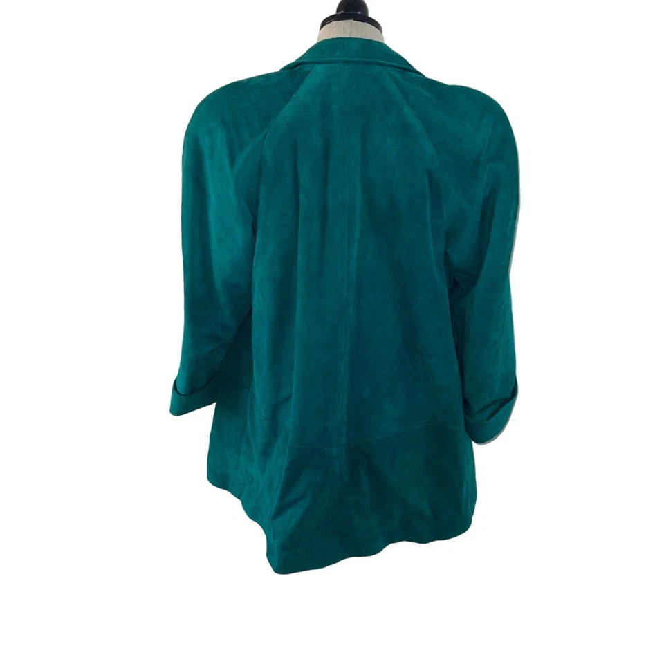 Maxima For Neiman Marcus Jacket Vintage Womens Size XS Green Suede Oversized Mod - Image 2 of 4