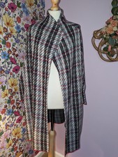Bimba Y Lola Women's Coat Multi Checkered Overcoat Long Duster Jacket Medium