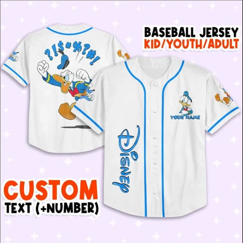 Personalize Vintage Disney Donald Duck Angry 3D Baseball Jersey Shirt