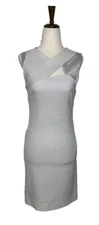 Narciso Rodriguez Sleeveles Cut Out Bodycon Pencil Dress 38 Stretch Silver Beige