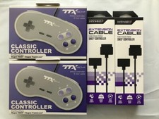2 CONTROLLER FOR SUPER NINTENDO SNES + 2 EXTE...