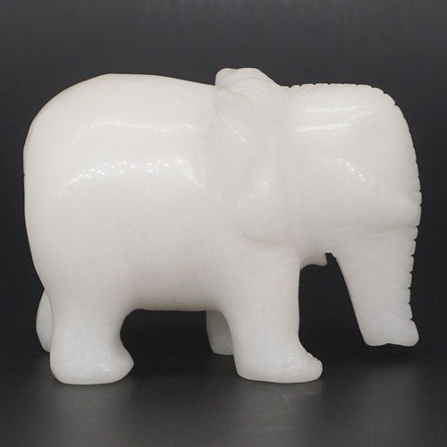3" Elephant Natural Gems White Jade Crystal Carved Reiki Healing Figurine #8 - Picture 5 of 8
