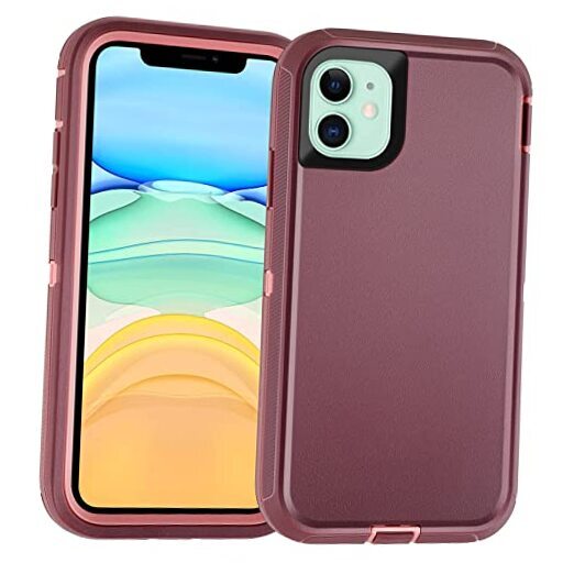 Compatible with iPhone 11 Case, 3 Layers Drop Protective Heavy Duty PurplePink