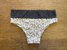 Victoria's Secret Charcoal Lace Beige Animal SMALL Lace Waist Bikini Panty VS