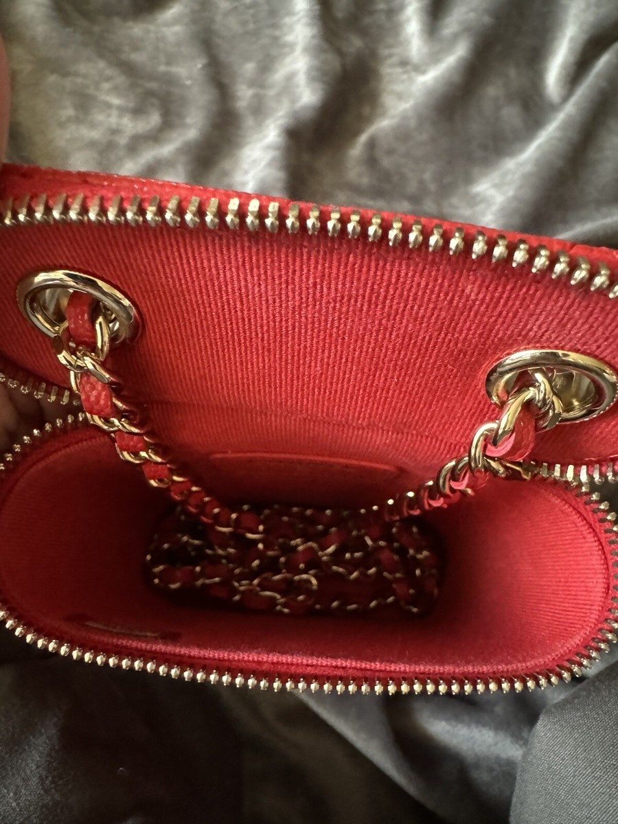 CHANEL Mini Vanity 22C Red Caviar Leather Classic Chain w/Tags