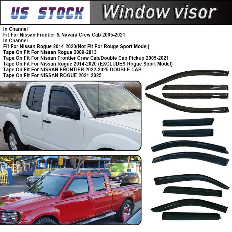 Fit For Nissan Rogue Frontier Smoke Window Visors Rain Guards Vent Sun Shade - Image 2 of 4