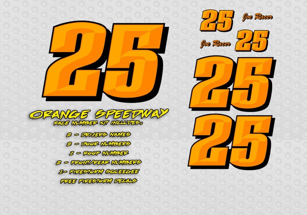 Race Car Numbers Package Orange Speedway Vinyl Decal Kit Late Model IMCS Mod eBay