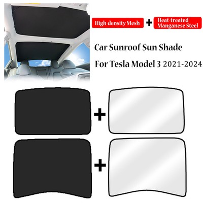For Tesla Model 3 Glass Roof Sunshade Front Rear Windows Sun Shade Cover(4 PCS)