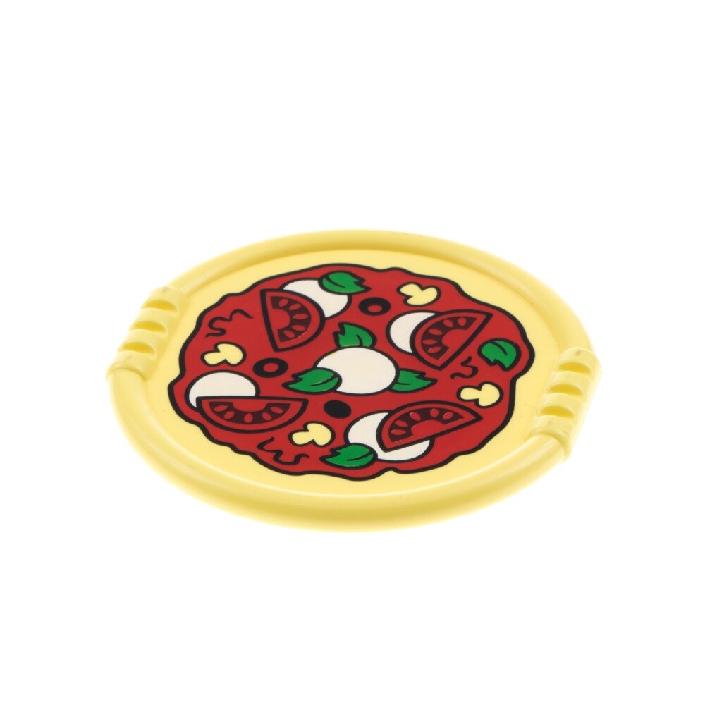 1x LEGO Duplo Plate Light Yellow Printed On Pizza Tomato Mozzarella Mushroom