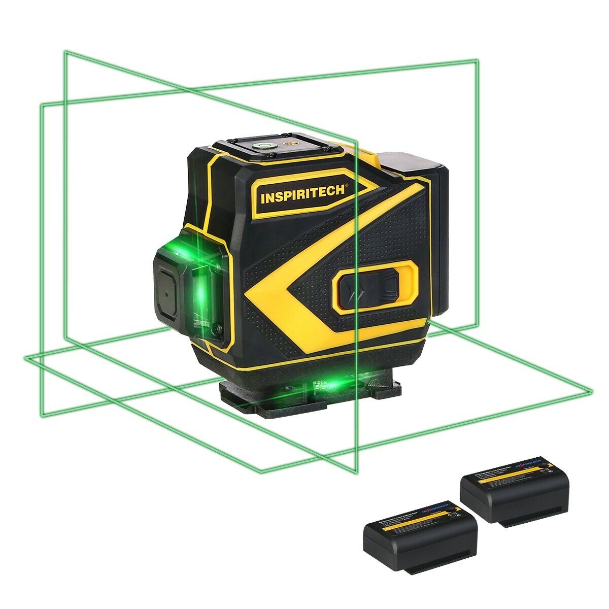 Inspiritech 3x360° Self Leveling Laser Level - 3D Green Beam Cross Line Lasers for Construction - Two 360° Vertical and One 360° Horizontal Line 