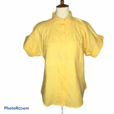 NWT Vintage 1980s Gitano Button Front Camp Shirt Butter Yellow SS Womens Size M
