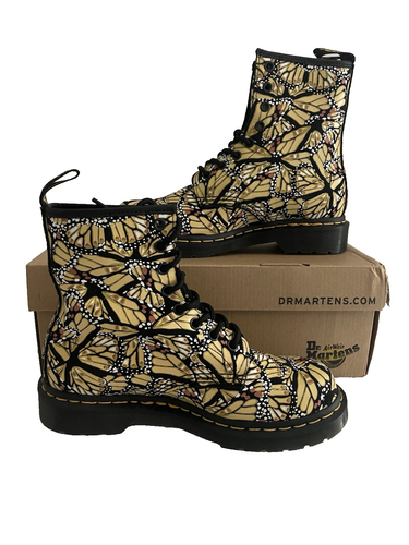 Womens Dr. Martens 1460 8-Eye Boot Butterfly Yellow Boots Size 7 38 NIB Docs