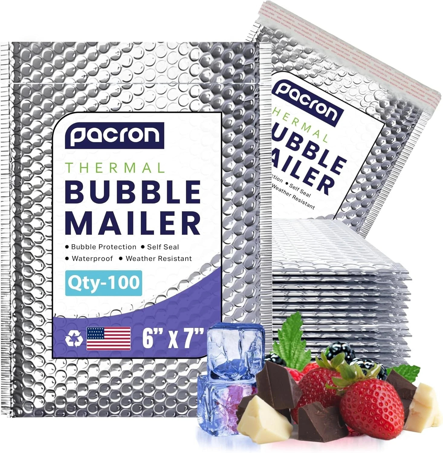 Insulated Bubble Mailers 100 Pack Silver Thermal Waterproof Self Seal