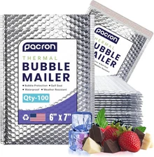 Insulated Silver Thermal Bubble Mailers - Waterproof Metallic Foil Self-Sealing