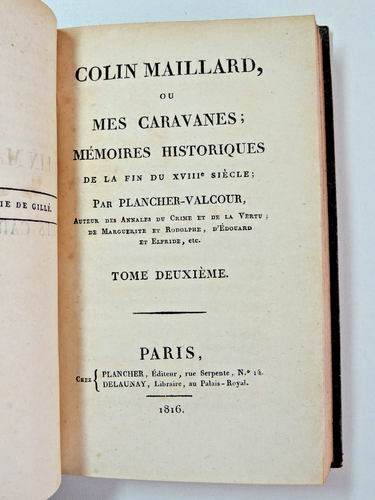 Plancher-Valcour. Colin Maillard ou mes caravanes. Mémoires du XVIIIe (rare). EO - Picture 4 of 5