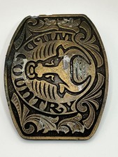 Vintage Brass Bull Steer Western Belt Buckle Cowboy Rodeo Heavy Metal