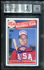 1985 Topps #401 Mark McGwire RC signed auto card BGS BAS 8 10