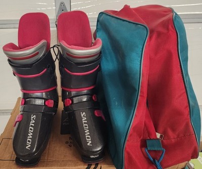 Vintage Salomon EXP 83 HTC Ski Boots in Charcoal Grey / Red, size 355 / 28.5