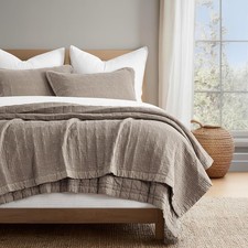 Quilt Set King Size Stonewashed Cotton Ultra Soft Lightweight Truffle Taupe