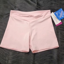 Motionwear Light Pink V-Waist Dance Shorts Moderate Inseam Length Sz. MA