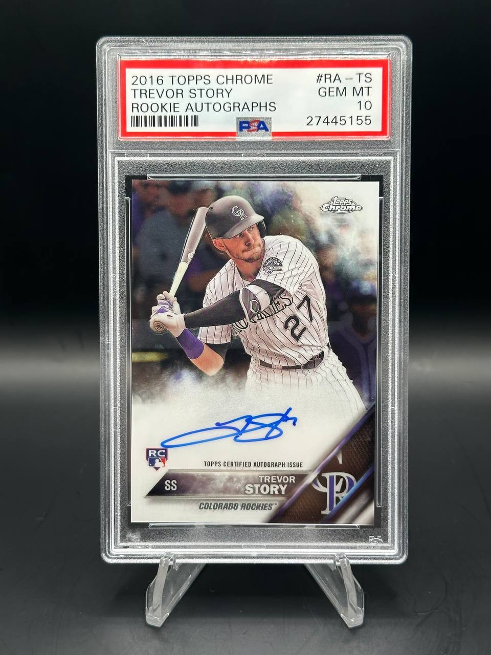 2016 Topps Chrome TREVOR STORY Rookie On Card Auto #RA-TS PSA 10 Rockies