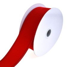 Christmas Velvet Wired Edge Ribbon 1-1/2 Inch 10 Yard Bright Red Holiday Bows
