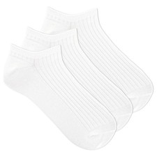 K. Bell Women's Ribbed Repreve No Show Sock 3 Pack, White, 4-10, White