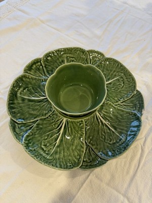 Bordello Pinheiro Green Cabbage Veggie Serving Tray With Additional Dip Cup