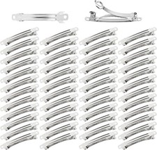 50 Pack 6cm/2.4 Inch Plain Blank Silver Metal DIY Craft French Barrettes Automa