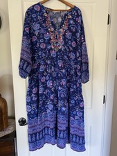Soft Surroundings Jordana Midi Dress Size 2X Floral Boho Sequins