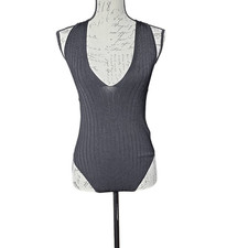 Free People Intimately Women's Size XL Black Ribbed Sleevless Bodysuit