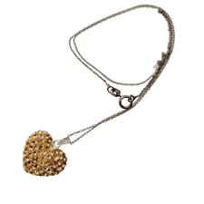Swarovski Gold-Toned Heart Pendant Necklace With Rhinestones Silver-Toned Chain