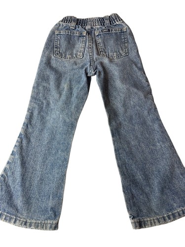 Vintage Lee Girls Size 4 Jeans Denim Flare Leg Stretchy Waist 90s Y2K Distressed - Picture 7 of 16