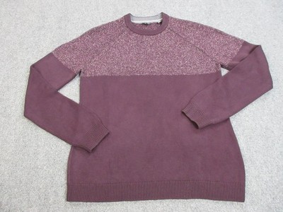 Ted Baker Sweater Mens Large Purple Marled Crewneck Pullover Knit Casual Blend