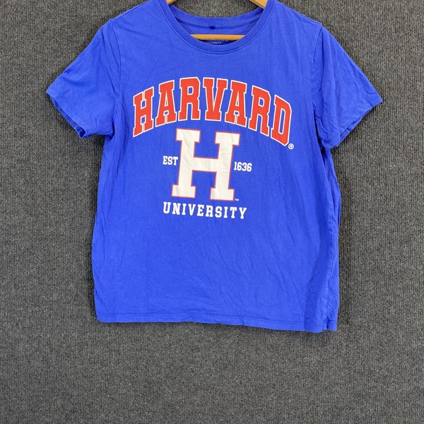 Harvard University Shirt Womens 12 Blue 100% Cotton Logo T Shirt Summer Casual