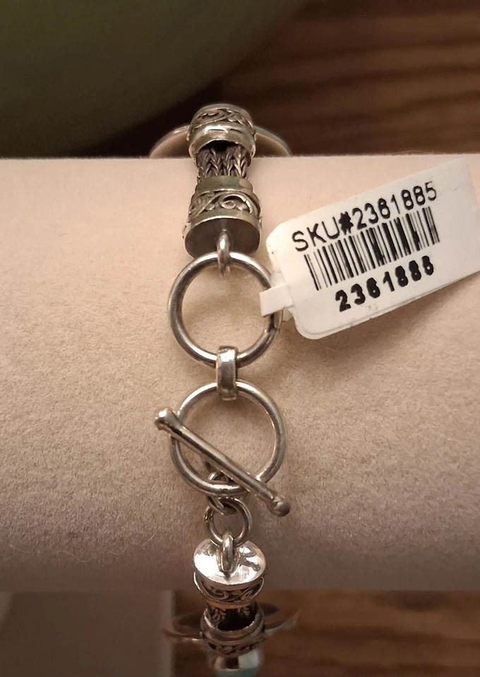 Pulsera Bali Legacy Collection Azul Turquesa Sonora Talla 8.25 Plata Níquel F Foto 4 de 4