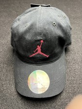 Jordan Youth Black Baseball Cap 100 Cotton Adjustable Embroidered Jumpman Logo
