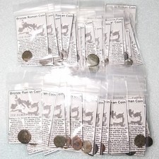 Lot of 50 Bronze Roman Coins Packaged w Information Card Wholesale Bulk Imperial