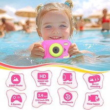 NEU Kinderkamera 48MP 1080P – Wasserdicht, 2,4 Zoll Display, Pink