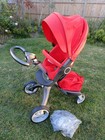Stokke Xplory V3 Pushchair with Carry Cot In Red Pre owned Condition