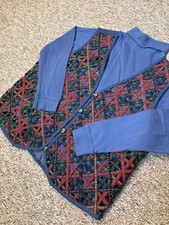 Vintage Casey  Max Denim Patchwork Vest XL W/ Cherokee Mock Neck Medium 