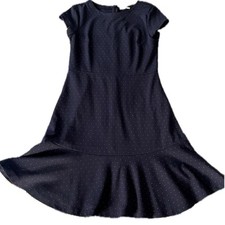 GAP Navy Blue Polka Dot Ruffle Hem Dress Cottagecore Size 6 Preppy Beach Resort
