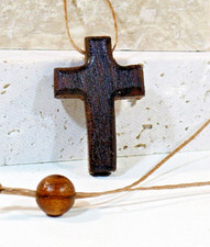 Croce Croci 7N4I legno di Noce Collana Pendente Prodotto Artigianale