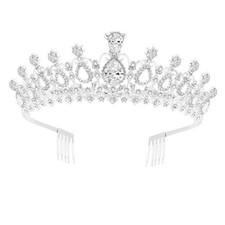 Crystal Tiara and Princess Crown,Silver Rhinestone Tiaras with Comb 1Pack